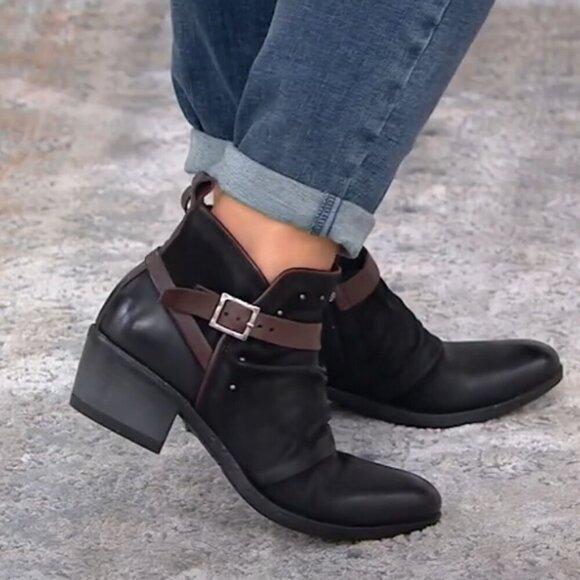 Miz Mooz Karima Harness Moto Bootie Black Leather size 39/8.5 New $220 - Picture 2 of 7